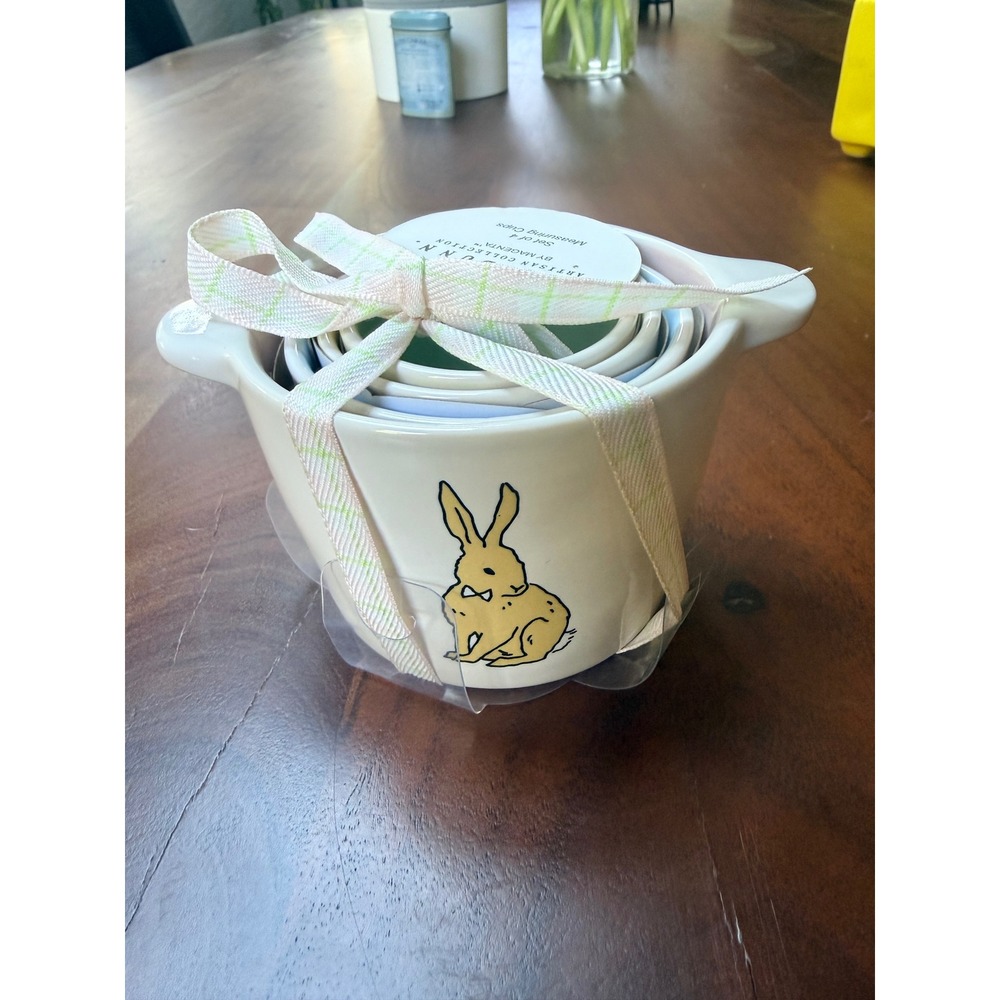 Rae Dunn Easter Bunny Measuring Cups Set‎ of 4 Ceramic Magenta Spring Nesting